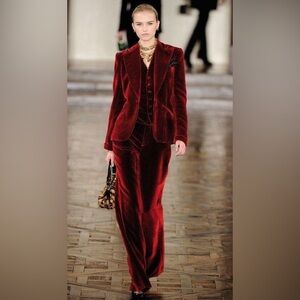 Express Vintage Red Velvet Suit
